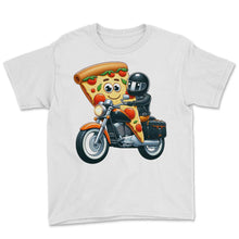 Load image into Gallery viewer, Pizza Biker Dad Motorcycle Enthusiast - Youth Tee - White