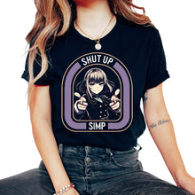 Load image into Gallery viewer, Shut Up Simp Anime T Shirt - Unisex T-Shirt - Black