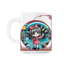 Load image into Gallery viewer, Kawaii Anime Girl's Time Travel Adventure Retro Sci Fi Tee - 11oz Mug - White