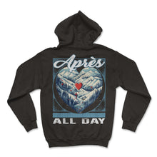 Load image into Gallery viewer, Apres All Day Heartbeat Mountain EKG Skiing Passionate Peaks Cardio - Hoodie - Black