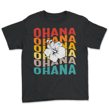 Load image into Gallery viewer, Hawaii Shirt, Ohana Habiscus Flower 70's Retro Tee, Ohana Means
