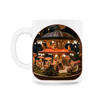 Load image into Gallery viewer, Mushroom Carousel Cats Riding a Whimsical Fungi Merry Go Round T Shirt - 11oz Mug - White