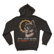 Load image into Gallery viewer, Total Solar Eclipse Illinois 04 08 2024 Cat Eclipse T Shirt - Hoodie - Black