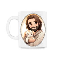 Load image into Gallery viewer, Jesus Snuggling Anime Character T Shirt, Christian Manga Humor, Pop - 11oz Mug - White