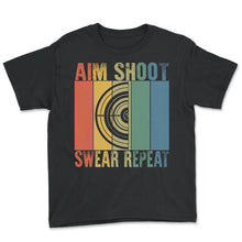 Load image into Gallery viewer, Aim Shoot Swear Repeat Chasse T-Shirt - Youth Tee - Black