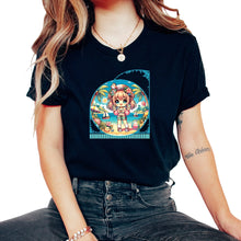 Load image into Gallery viewer, Kawaii Anime Girl's Tropical Paradise Island Adventure Tee - Unisex T-Shirt - Black