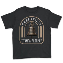 Load image into Gallery viewer, Gasparilla 2024 Festive Bell Tampa FL - Youth Tee - Black
