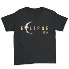 Load image into Gallery viewer, Eclipse 2024 Total Solar Eclipse T Shirt - Youth Tee - Black