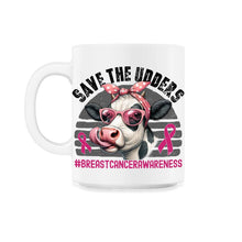 Load image into Gallery viewer, Save The Udders Breast Cancer Awareness Cow Heifer Highland T Shirt - 11oz Mug - White