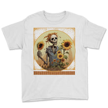 Load image into Gallery viewer, Zombie Gardener Halloween T Shirt - Youth Tee - White