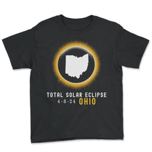 Load image into Gallery viewer, Total Solar Eclipse Ohio 4 8 24 Eclipse T Shirt - Youth Tee - Black