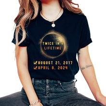 Load image into Gallery viewer, Twice In A Lifetime August 21 2017 April 8 2024 Eclipse T Shirt - Unisex T-Shirt - Black