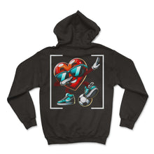 Load image into Gallery viewer, Heart Dabbing Football Soccer Cartoon Sunglasses Valentines Day T - Hoodie - Black