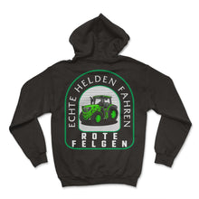 Load image into Gallery viewer, Echte Helden Fahren Rote Felgen Traktor Landwirt Trecker Geschenk T - Hoodie - Black