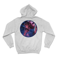 Load image into Gallery viewer, Jukebox Anime Girl Vaporwave Neon Glow Retro Music Indie T Shirt - Hoodie - White