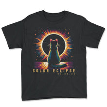 Load image into Gallery viewer, Solar Eclipse Cat April 8 2024 Total Solar Eclipse T Shirt - Youth Tee - Black