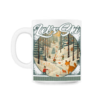 Load image into Gallery viewer, Let’s Ski Woodland Creatures Whimsical Skiing Fox Skier Bear Descent - 11oz Mug - White