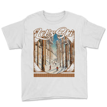 Load image into Gallery viewer, Let’s Ski Ski Pole Saplings Transformative Tree Trails Alpine - Youth Tee - White