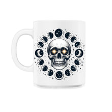 Load image into Gallery viewer, Lunar Phase Skull Shirt Cosmic Reflection Tee - 11oz Mug - White