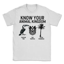 Load image into Gallery viewer, Tropical Shirt, Know Your Animal Kingdom Toucan Tiki Palm Tee, Bird - Unisex T-Shirt - White