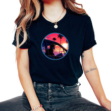 Load image into Gallery viewer, Anime Boy Classic Car Vaporwave Neon Palm Indie Aesthetic T Shirt - Unisex T-Shirt - Black