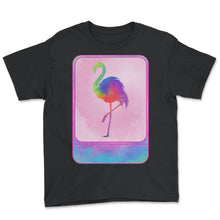 Load image into Gallery viewer, Flamingo Shirt, Flamingo Tie Dye Vintage Tee, Pink Flamingo Gift, - Youth Tee - Black