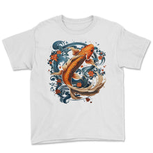 Load image into Gallery viewer, Koi carp crow harmony balance - Youth Tee - White