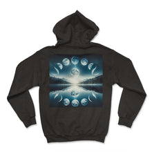 Load image into Gallery viewer, Moon Cycle Reflections Celestial Harmony T Shirt - Hoodie - Black