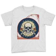 Load image into Gallery viewer, Pirate Skull And Crossbones Pickleball Paddle Edgy Tee - Youth Tee - White