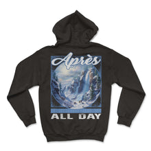 Load image into Gallery viewer, Apres All Day Snowfall Cascade Skiing Waterfalls Multi Level Mountain - Hoodie - Black