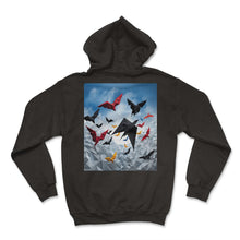 Load image into Gallery viewer, Japanese Art Japanese Woodblock Art Print Origami Crow Flight Freedom - Hoodie - Black