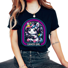Load image into Gallery viewer, Gamer Girl Unicorn Rainbow Aesthetic Kawaii Anime T Shirt - Unisex T-Shirt - Black
