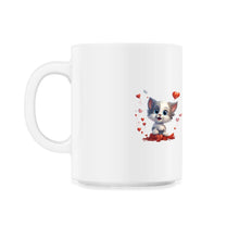 Load image into Gallery viewer, Furry Valentine Adorable Animal Love Pocket Tee for Valentine's Day - 11oz Mug - White