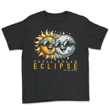 Load image into Gallery viewer, Total Solar Eclipse 04 08 2024 Eclipse T Shirt - Youth Tee - Black
