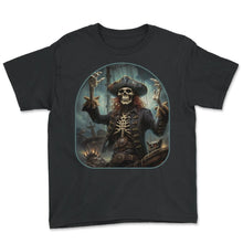 Load image into Gallery viewer, Sailor Skeleton Ahoy Rock On Pirate Costume Halloween skeleton king - Youth Tee - Black