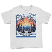 Load image into Gallery viewer, Let’s Ski Kaleidoscope Skiing Symmetrical Slopes Mountain Mirrors - Youth Tee - White