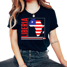 Load image into Gallery viewer, Liberia Shirt, Liberia Map Flag Tee, Liberian Roots Birthday Gift