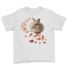 Load image into Gallery viewer, Rabbit Heart Carrots Valentine's Day Bunny Trail - Youth Tee - White