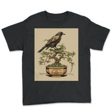 Load image into Gallery viewer, Japanese Art Japanese Woodblock Art Print Bonsai Crow Resilience - Youth Tee - Black