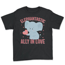 Load image into Gallery viewer, Valentines Day Shirt, Elephantastic Ally In Love Tee, Valentine's Day - Youth Tee - Black
