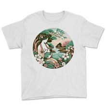 Load image into Gallery viewer, Mother's Embrace Japanese Garden Breastfeeding Awareness T Shirt - Youth Tee - White