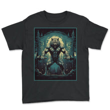 Load image into Gallery viewer, Werewolf Deadlift Full Moon Haunted Forest Gym Workout Horror Myth - Youth Tee - Black