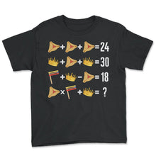 Load image into Gallery viewer, Math Shirt, Math Order Of Operations Hamantaschen Crown Gragger Tee, - Youth Tee - Black