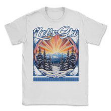 Load image into Gallery viewer, Let’s Ski Kaleidoscope Skiing Symmetrical Slopes Mountain Mirrors - Unisex T-Shirt - White