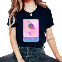 Load image into Gallery viewer, Flamingo Shirt, Flamingo Tie Dye Vintage Tee, Pink Flamingo Gift, - Unisex T-Shirt - Black
