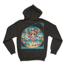 Load image into Gallery viewer, Kawaii Anime Girl's Tropical Paradise Island Adventure Tee - Hoodie - Black