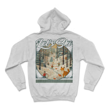 Load image into Gallery viewer, Let’s Ski Woodland Creatures Whimsical Skiing Fox Skier Bear Descent - Hoodie - White