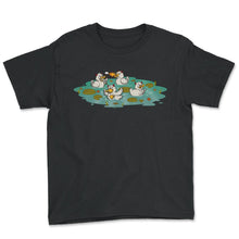 Load image into Gallery viewer, Halloween Shirt, Devil Ducks Halloween In A Pond Tee, Spooky Duck - Youth Tee - Black