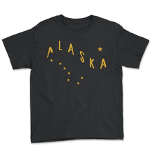 Load image into Gallery viewer, Alaska Shirt, Alaska Minimalist State Flag Tee, Alaska State - Youth Tee - Black
