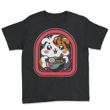 Load image into Gallery viewer, Kawaii Guinea Pig Eating Ramen Japanese Anime T Shirt - Youth Tee - Black